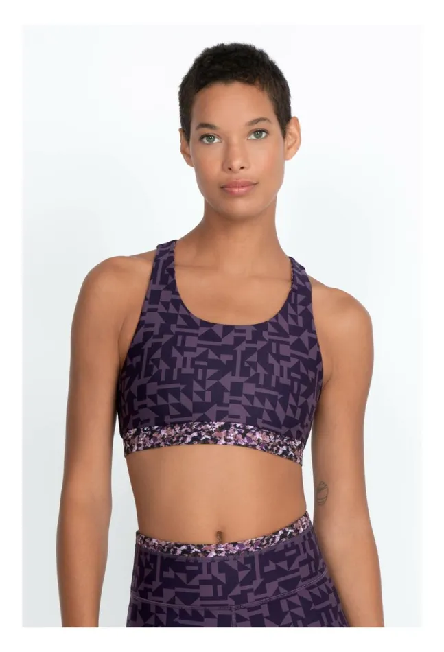 Women Endurance Reversible Sports Bra Vintage Violet Prism Johnny Was Tops