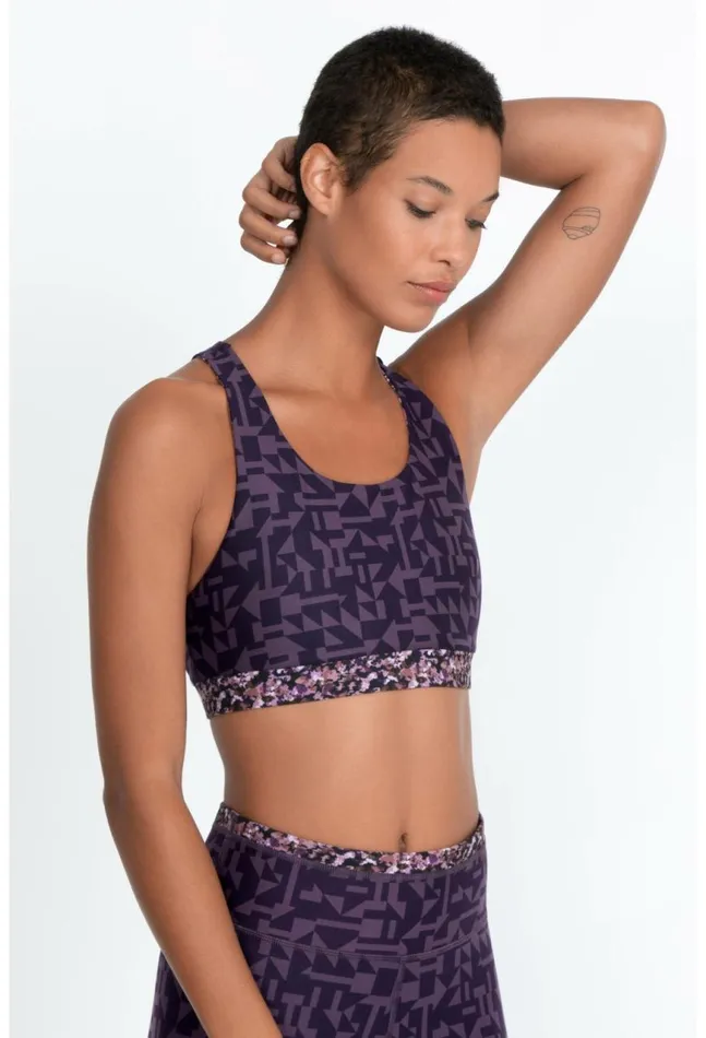 Women Endurance Reversible Sports Bra Vintage Violet Prism Johnny Was Tops
