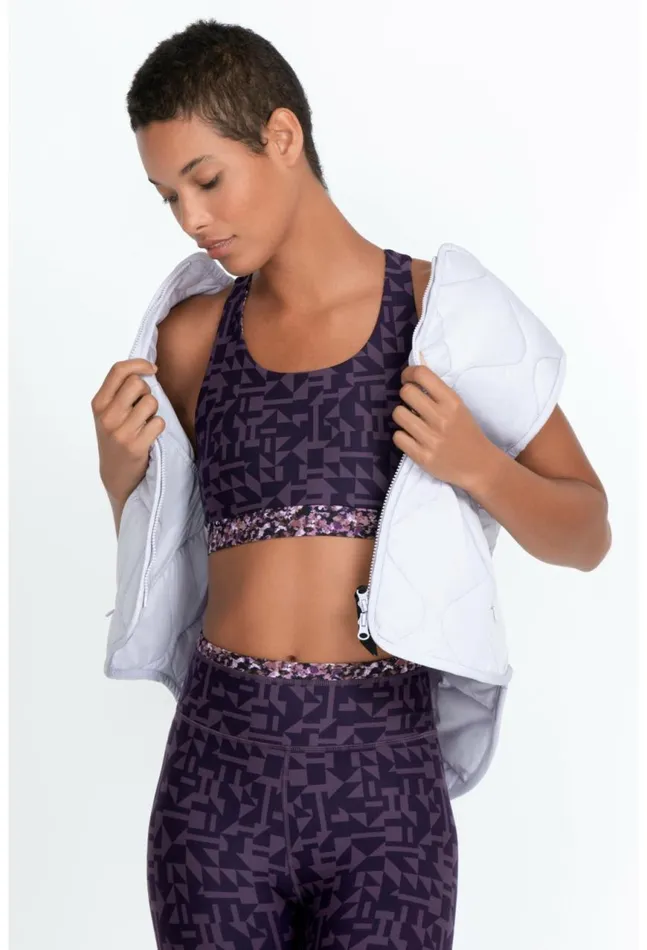 Women Endurance Reversible Sports Bra Vintage Violet Prism Johnny Was Tops