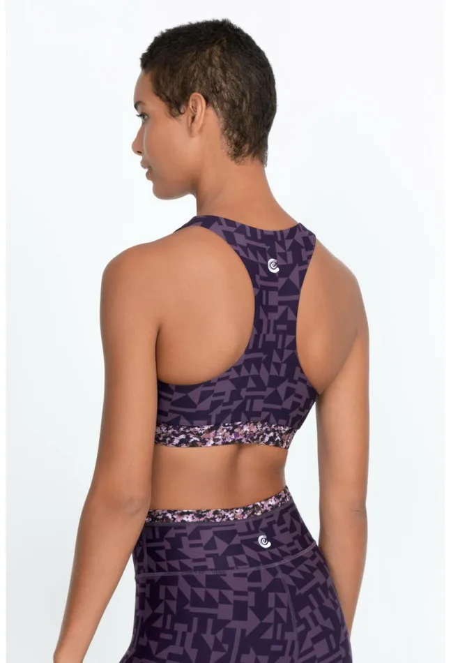Women Endurance Reversible Sports Bra Vintage Violet Prism Johnny Was Tops