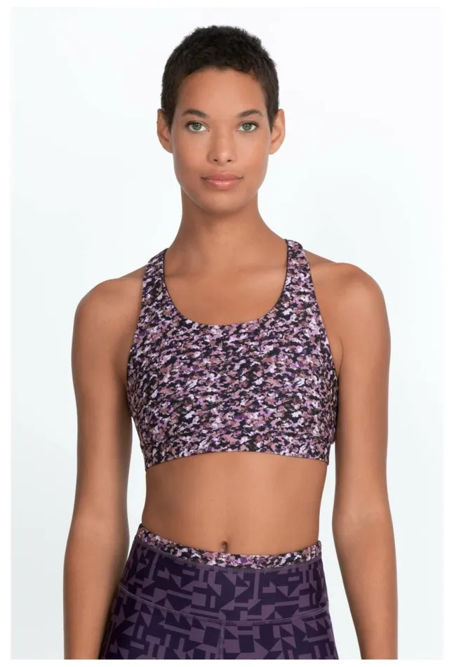 Women Endurance Reversible Sports Bra Vintage Violet Prism Johnny Was Tops