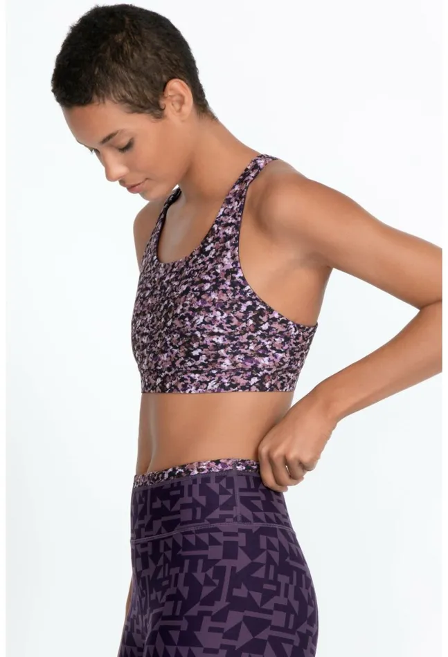 Women Endurance Reversible Sports Bra Vintage Violet Prism Johnny Was Tops