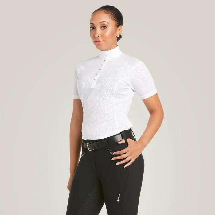 Women English Riding Ariat Showstopper 30 Show Shirt White