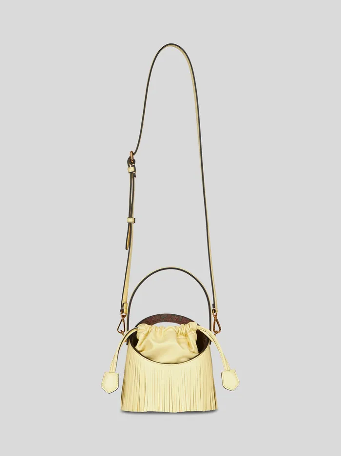 Women Etro Bucket Bags Small Saturno Bag With Fringing Yellow Women Etro Bucket Bags Small Saturno Bag With Fringing Yellow