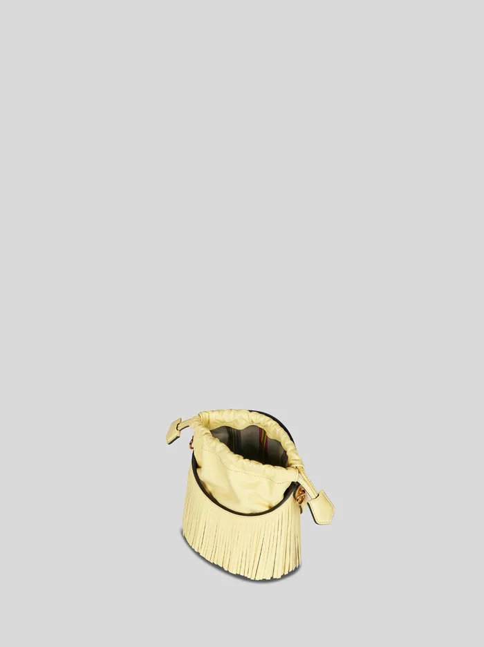 Women Etro Bucket Bags Small Saturno Bag With Fringing Yellow Women Etro Bucket Bags Small Saturno Bag With Fringing Yellow