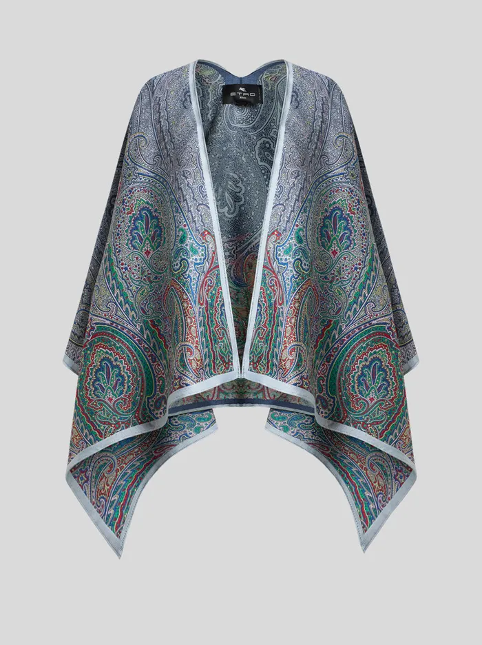 Women Etro Coats And Outerwear Fil Coup Paisley Jacquard Cape Green