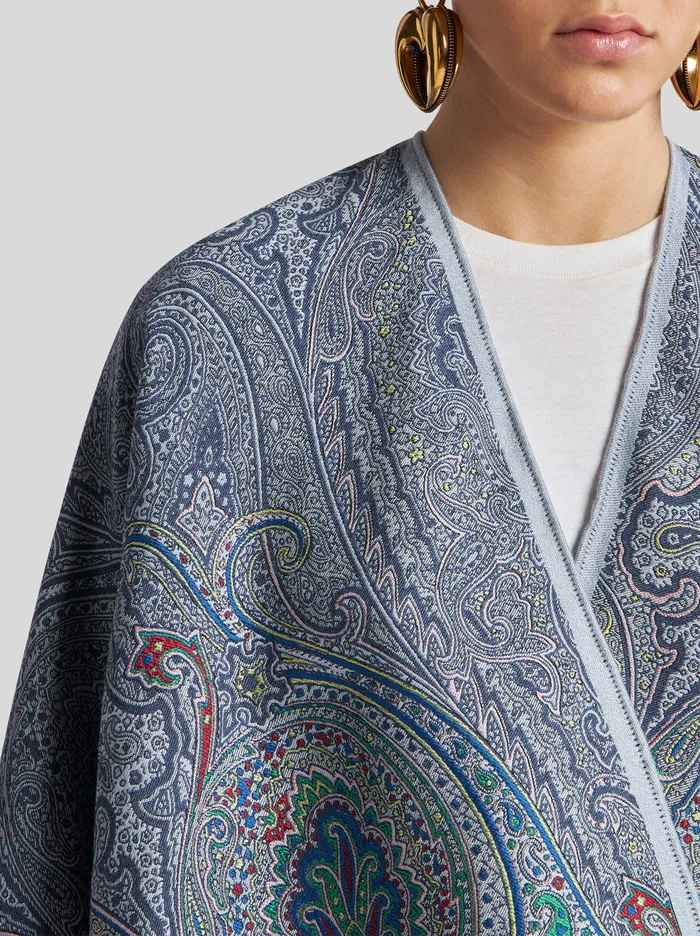 Women Etro Coats And Outerwear Fil Coup Paisley Jacquard Cape Green Women Etro Coats And Outerwear Fil Coup Paisley Jacquard Cape Green