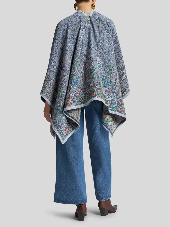 Women Etro Coats And Outerwear Fil Coup Paisley Jacquard Cape Green Women Etro Coats And Outerwear Fil Coup Paisley Jacquard Cape Green