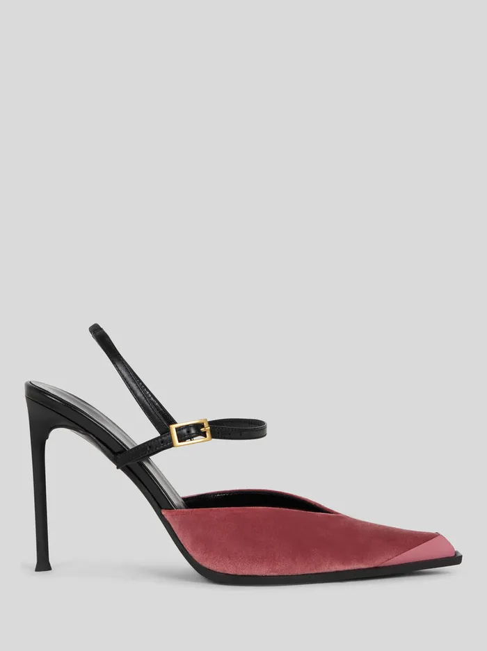 Women Etro Court Shoes Leather And Velvet Court Shoes Pink