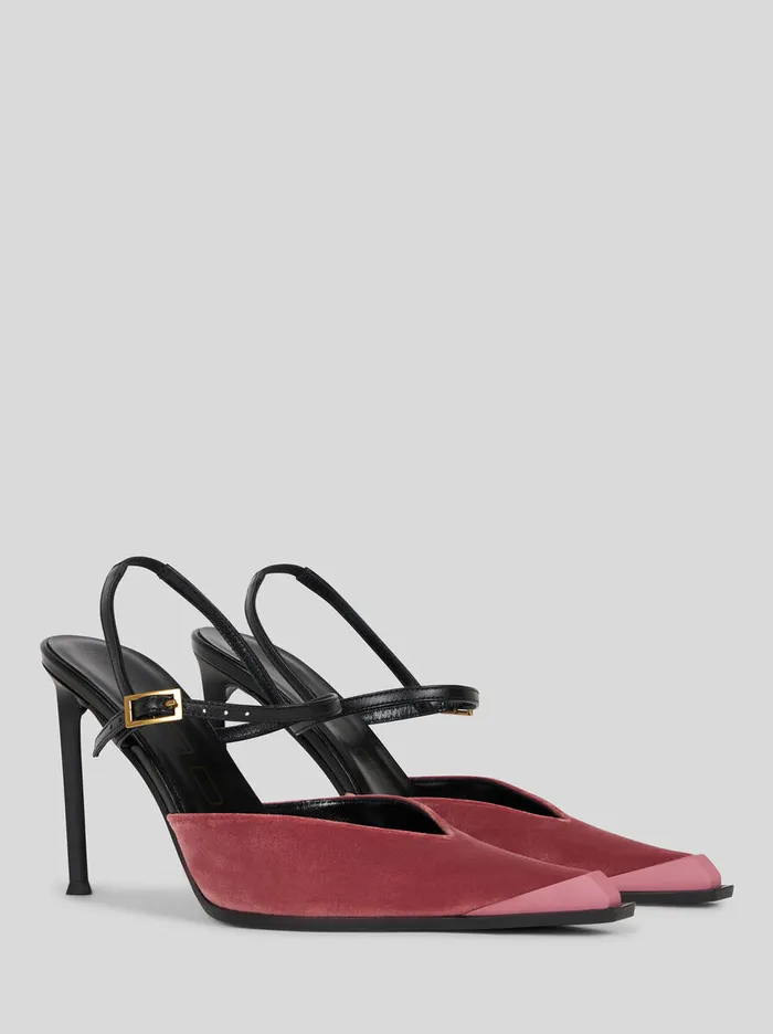 Women Etro Court Shoes Leather And Velvet Court Shoes Pink