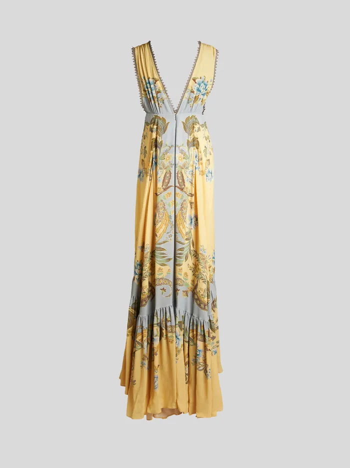 Women Etro Dresses Crepe De Chine Dress With Print Yellow Women Etro Dresses Crepe De Chine Dress With Print Yellow