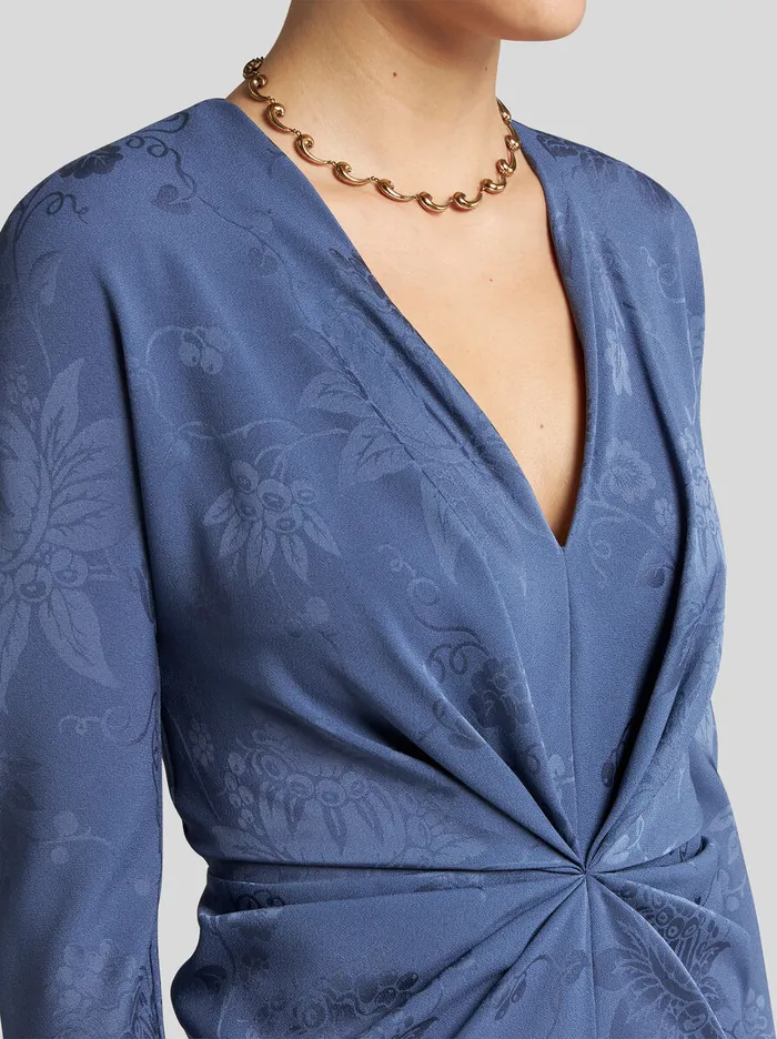 Women Etro Dresses Jacquard Dress With Knot Navy Blue Women Etro Dresses Jacquard Dress With Knot Navy Blue