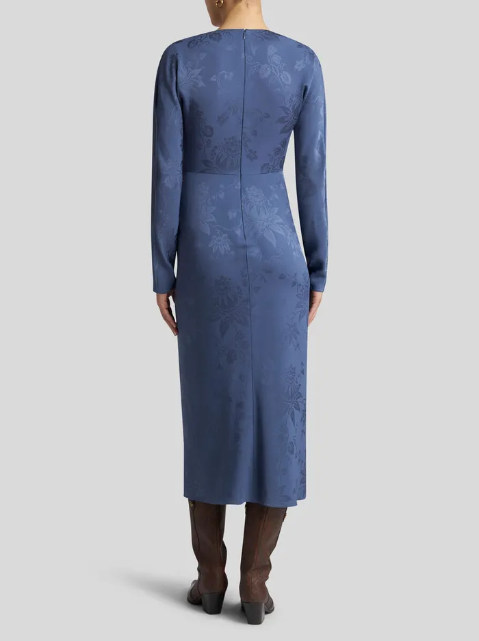 Women Etro Dresses Jacquard Dress With Knot Navy Blue Women Etro Dresses Jacquard Dress With Knot Navy Blue