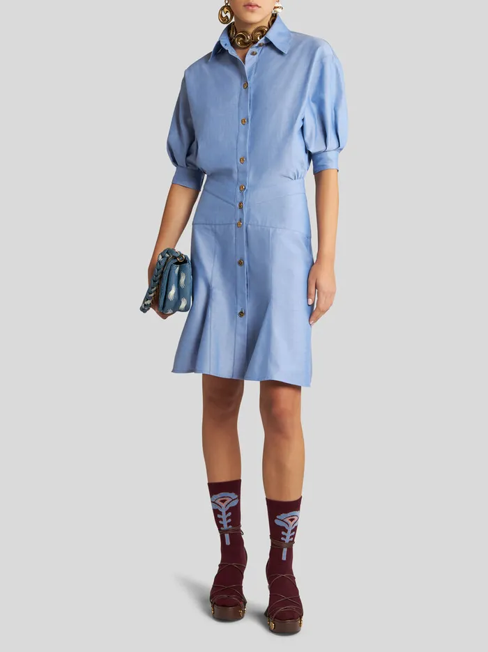 Women Etro Dresses Oxford Cotton Shirt Dress Purple Women Etro Dresses Oxford Cotton Shirt Dress Purple