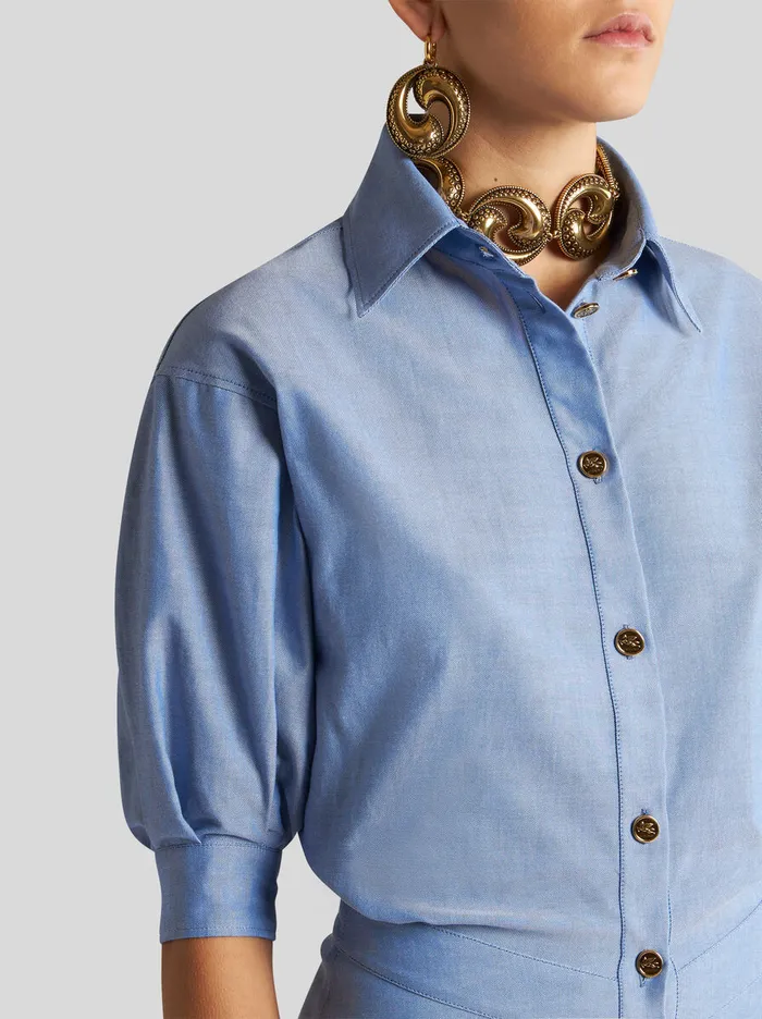 Women Etro Dresses Oxford Cotton Shirt Dress Purple Women Etro Dresses Oxford Cotton Shirt Dress Purple