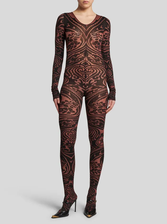 Women Etro Dresses Paisley Tattoo Bodysuit Dark Brown Women Etro Dresses Paisley Tattoo Bodysuit Dark Brown