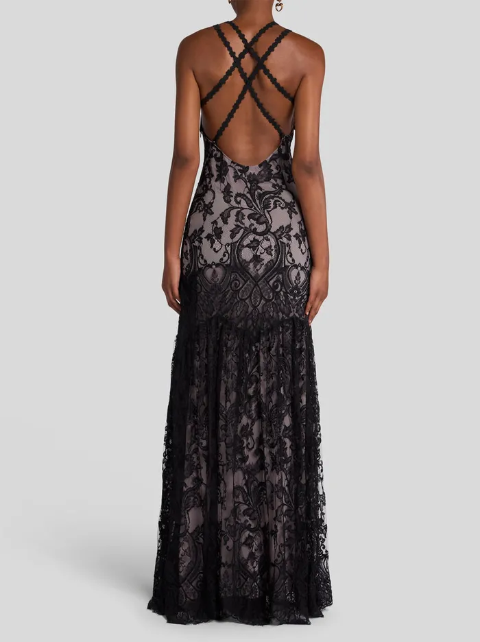 Women Etro Dresses YarnDyed Lace Dress Black Women Etro Dresses YarnDyed Lace Dress Black