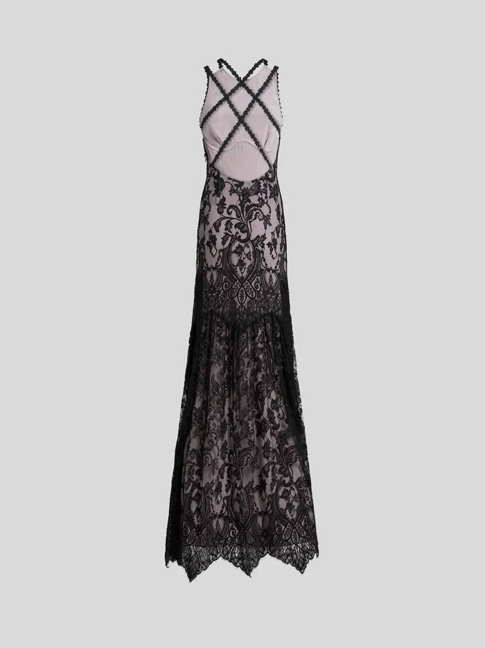 Women Etro Dresses YarnDyed Lace Dress Black Women Etro Dresses YarnDyed Lace Dress Black