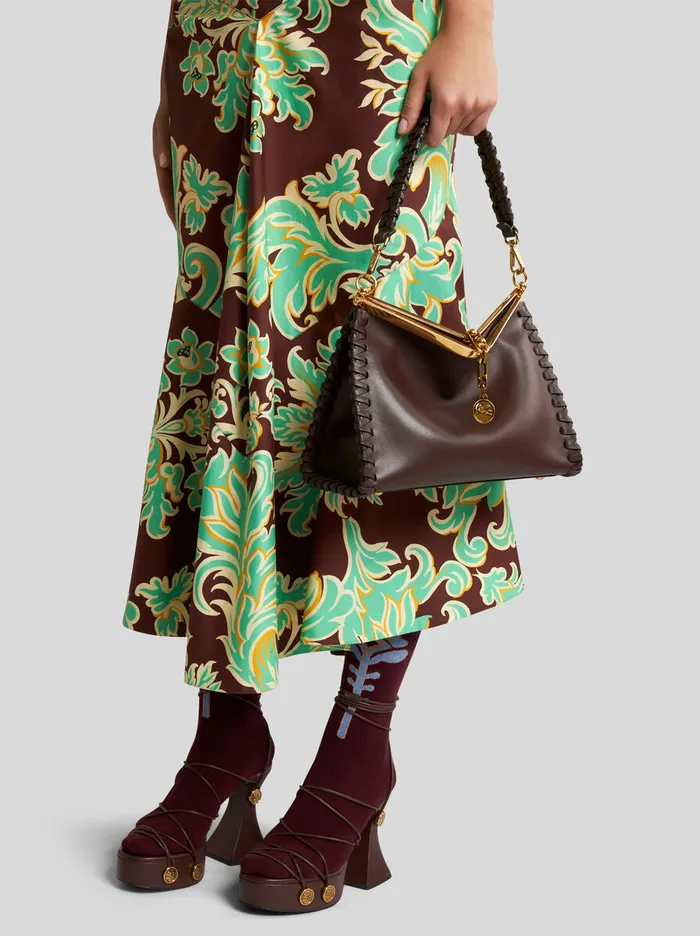 Women Etro Etro Vela Medium Vela Bag With Thread Work Brown Women Etro Etro Vela Medium Vela Bag With Thread Work Brown