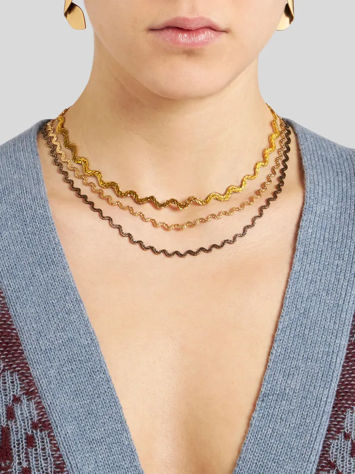 Women Etro Fashion Jewellery Wave Choker Gold Women Etro Fashion Jewellery Wave Choker Gold