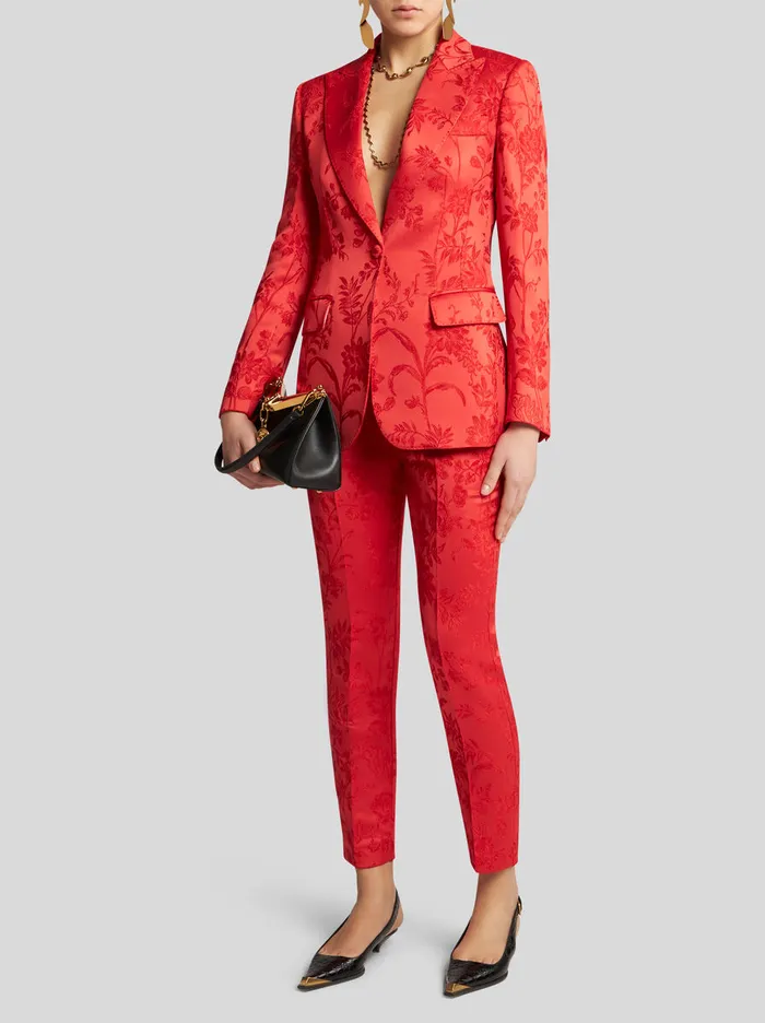 Women Etro Jackets Jacquard Brocade Jacket Red Women Etro Jackets Jacquard Brocade Jacket Red