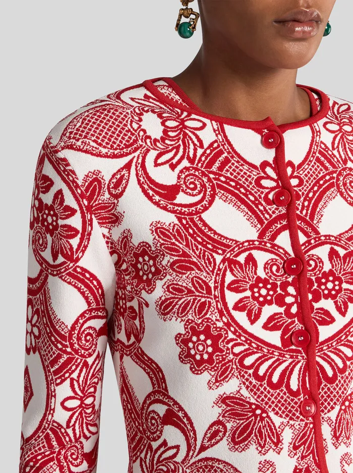 Women Etro Knitwear TwoTone Cropped Cardigan Burgundy Women Etro Knitwear TwoTone Cropped Cardigan Burgundy
