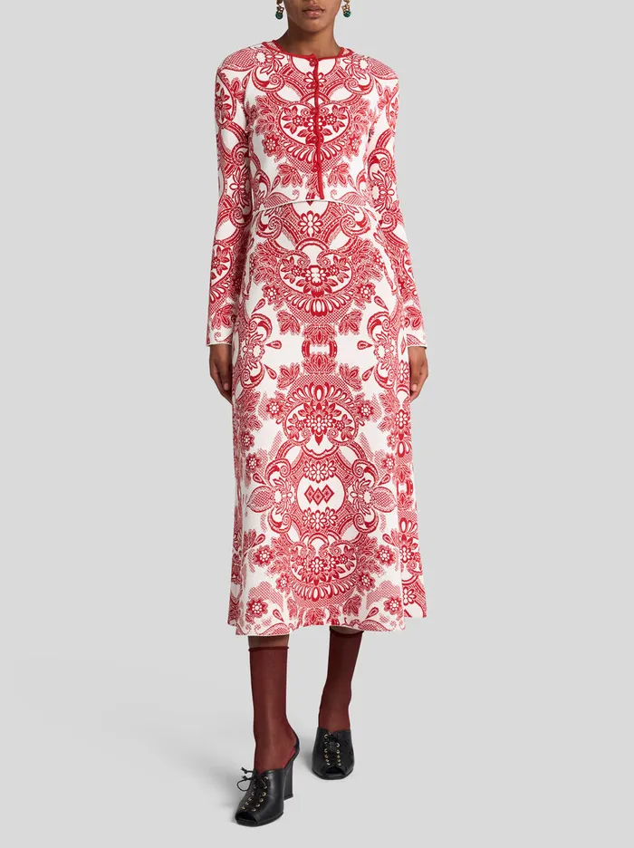 Women Etro Knitwear TwoTone Cropped Cardigan Burgundy Women Etro Knitwear TwoTone Cropped Cardigan Burgundy