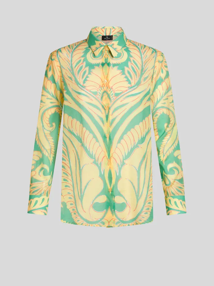 Women Etro Shirts And Blouses Printed Cotton Shirt Green