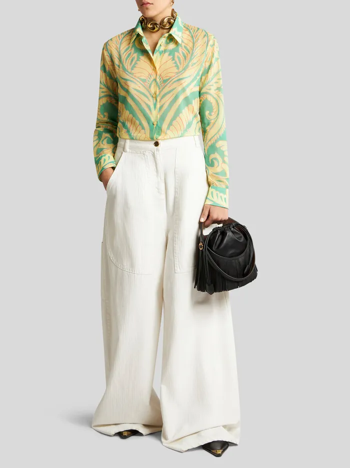 Women Etro Shirts And Blouses Printed Cotton Shirt Green Women Etro Shirts And Blouses Printed Cotton Shirt Green
