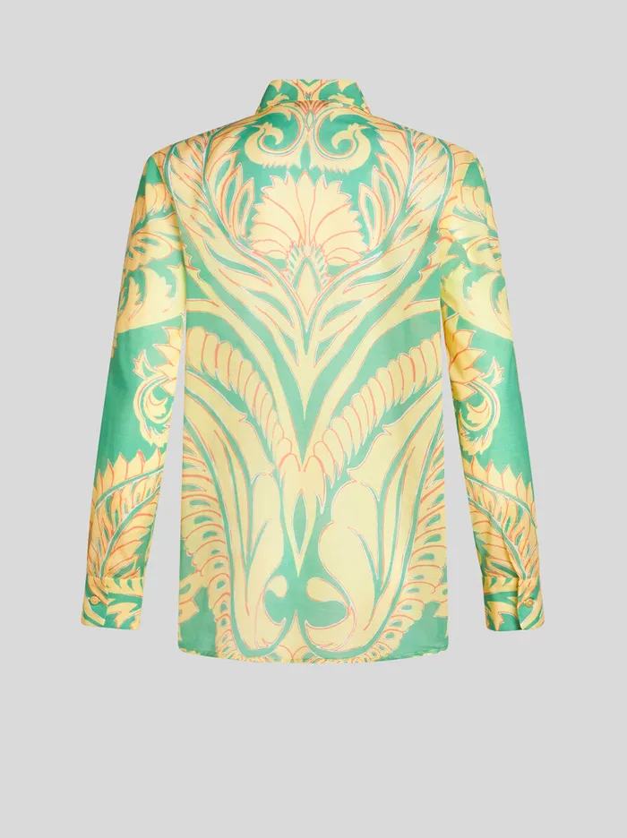 Women Etro Shirts And Blouses Printed Cotton Shirt Green Women Etro Shirts And Blouses Printed Cotton Shirt Green