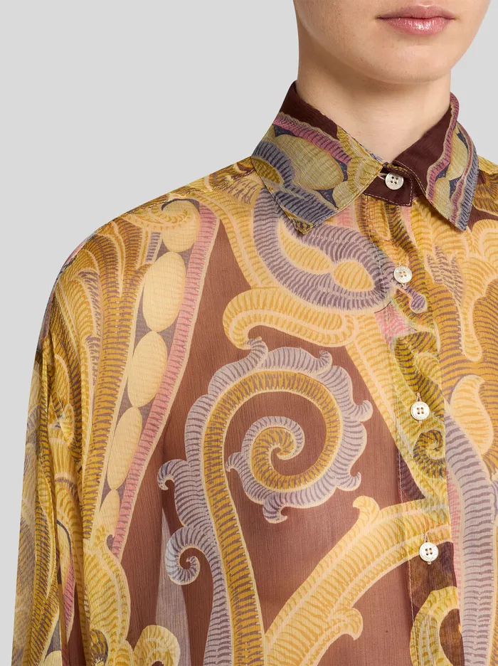 Women Etro Shirts And Blouses Printed Silk Shirt Burgundy Women Etro Shirts And Blouses Printed Silk Shirt Burgundy