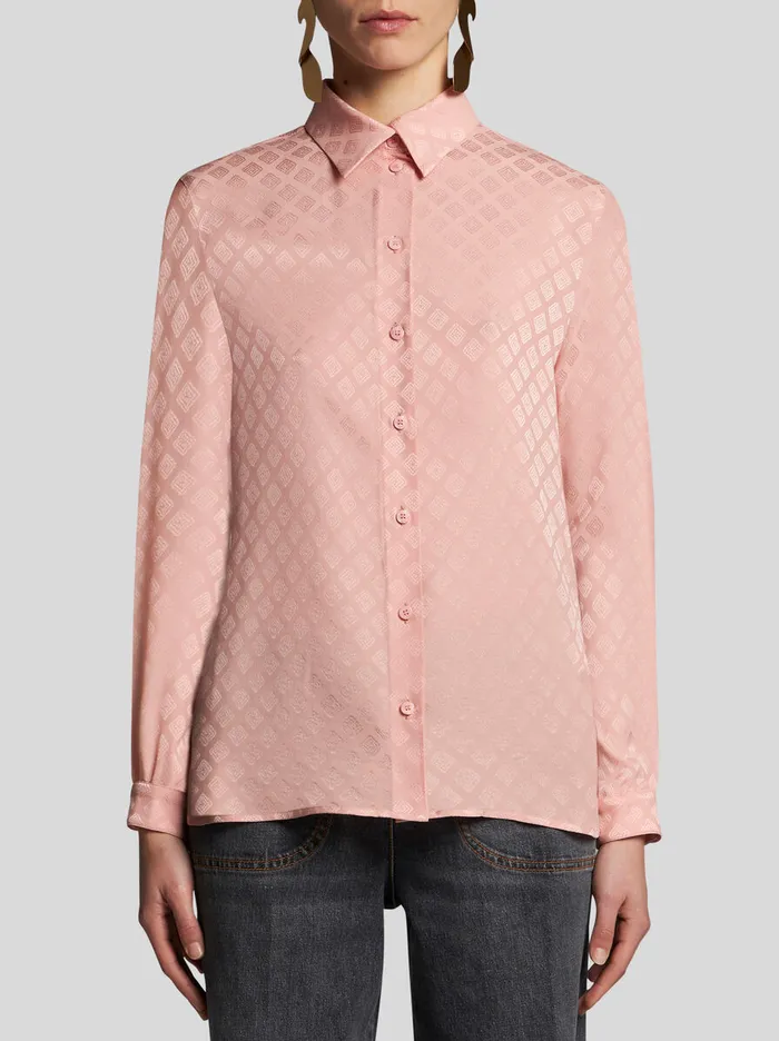 Women Etro Shirts And Blouses Silk Jacquard Shirt Pink Women Etro Shirts And Blouses Silk Jacquard Shirt Pink