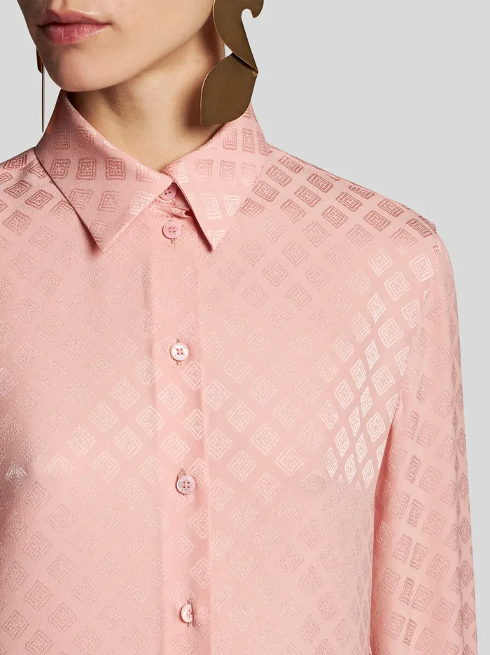 Women Etro Shirts And Blouses Silk Jacquard Shirt Pink Women Etro Shirts And Blouses Silk Jacquard Shirt Pink