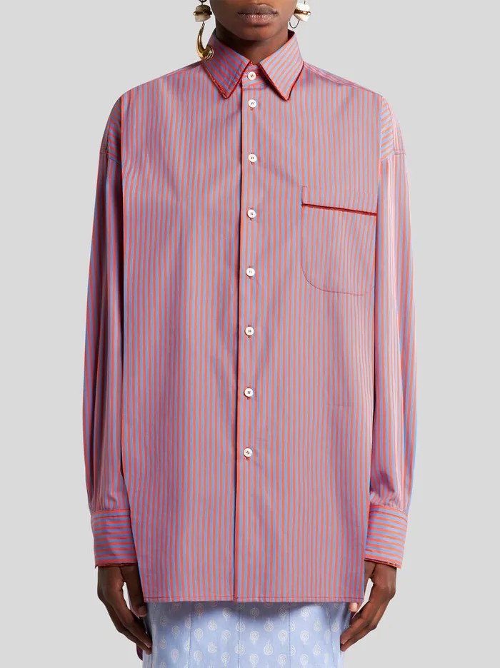 Women Etro Shirts And Blouses Striped Cotton Shirt Purple Women Etro Shirts And Blouses Striped Cotton Shirt Purple