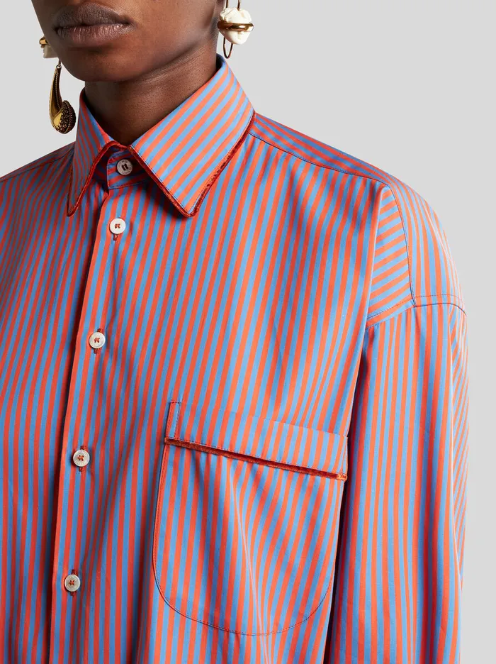 Women Etro Shirts And Blouses Striped Cotton Shirt Purple Women Etro Shirts And Blouses Striped Cotton Shirt Purple