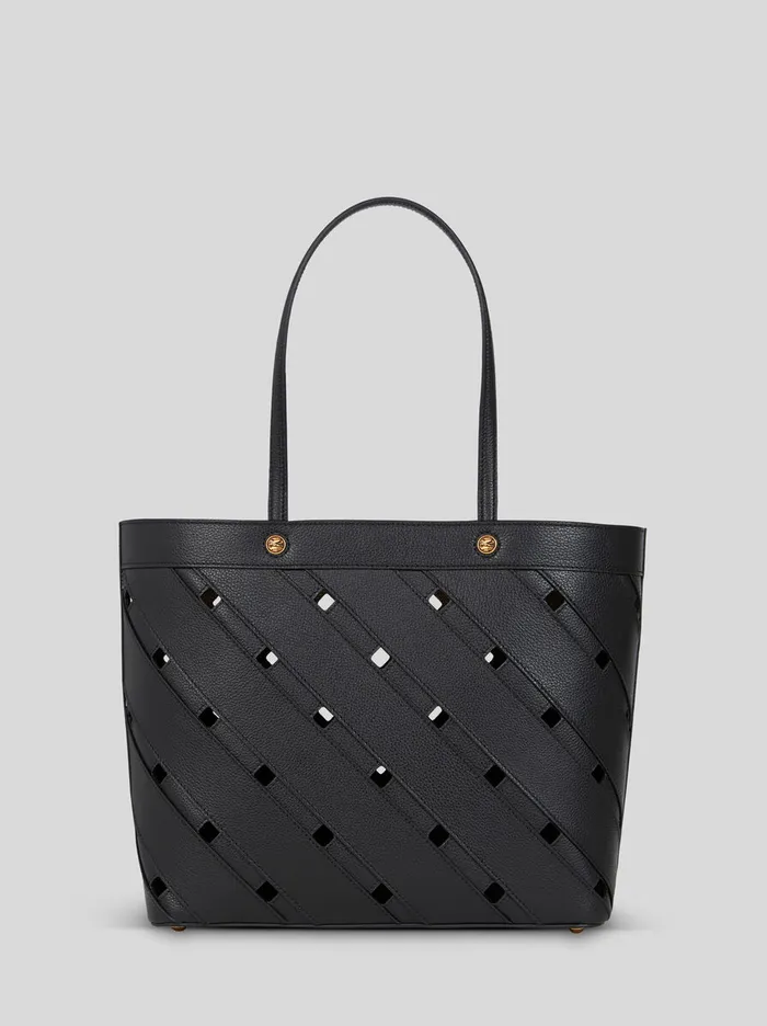 Women Etro Shopping Bags Medium Tote Bag With CutOuts Black