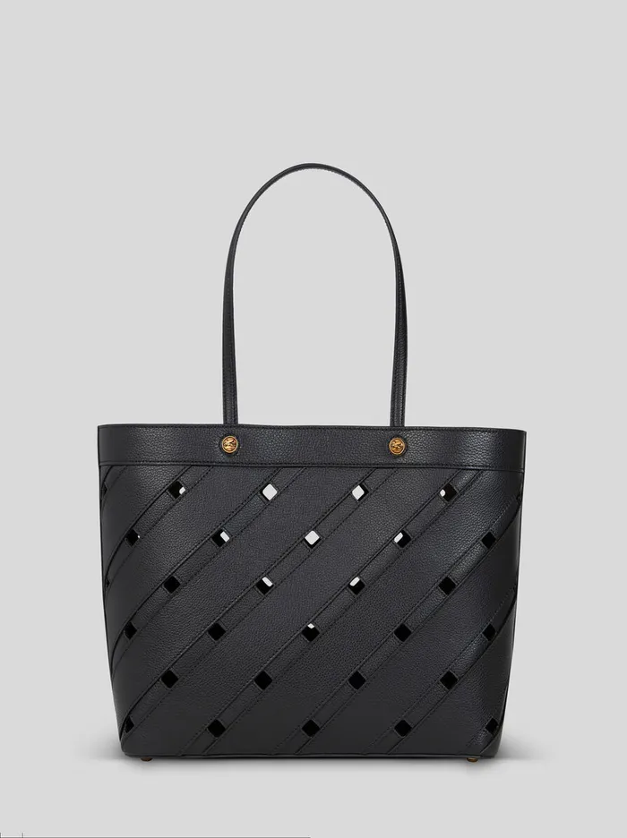Women Etro Shopping Bags Medium Tote Bag With CutOuts Black Women Etro Shopping Bags Medium Tote Bag With CutOuts Black