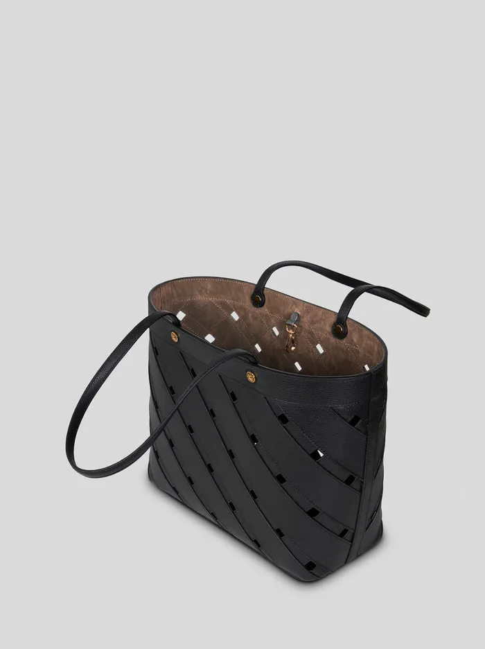 Women Etro Shopping Bags Medium Tote Bag With CutOuts Black Women Etro Shopping Bags Medium Tote Bag With CutOuts Black