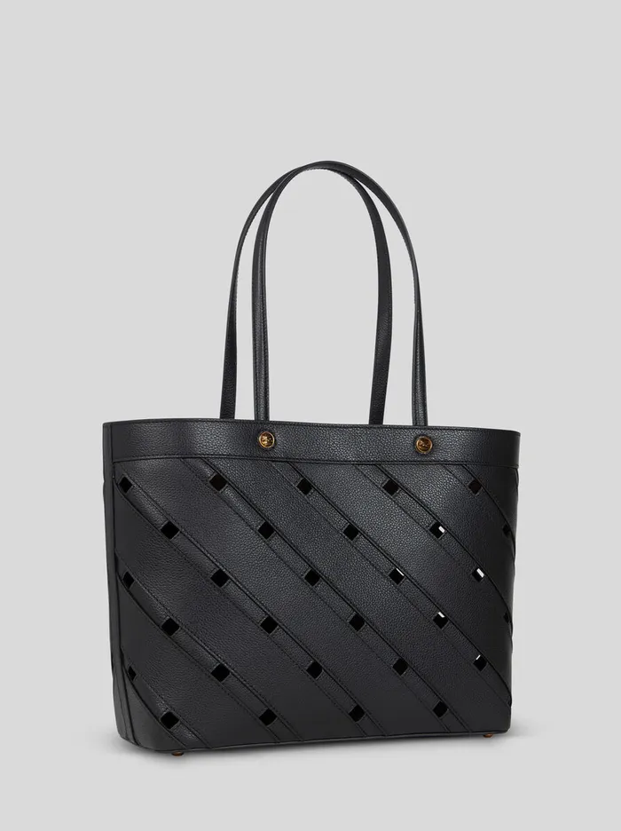 Women Etro Shopping Bags Medium Tote Bag With CutOuts Black Women Etro Shopping Bags Medium Tote Bag With CutOuts Black