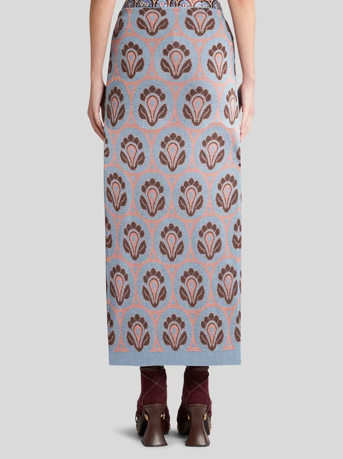 Women Etro Skirts Jacquard Skirt With Feathers Light Blue Women Etro Skirts Jacquard Skirt With Feathers Light Blue
