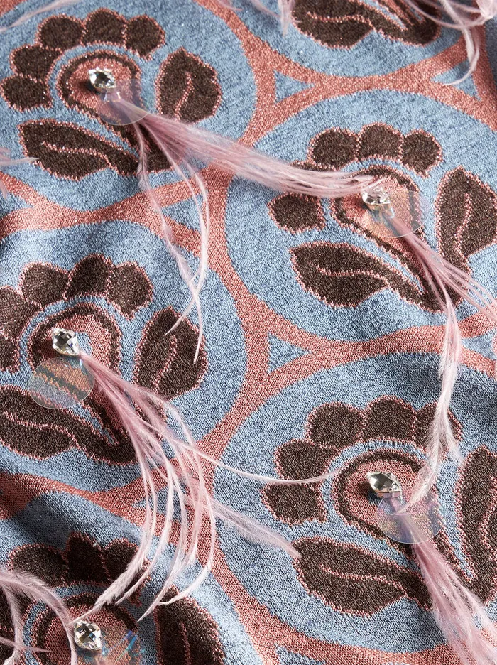 Women Etro Skirts Jacquard Skirt With Feathers Light Blue Women Etro Skirts Jacquard Skirt With Feathers Light Blue