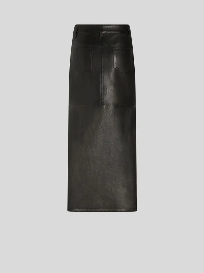 Women Etro Skirts Nappa Leather Midi Skirt Black