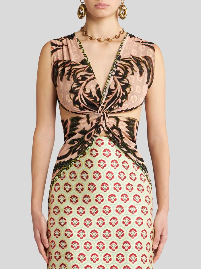 Women Etro Tops Printed Tulle Top Pink Women Etro Tops Printed Tulle Top Pink