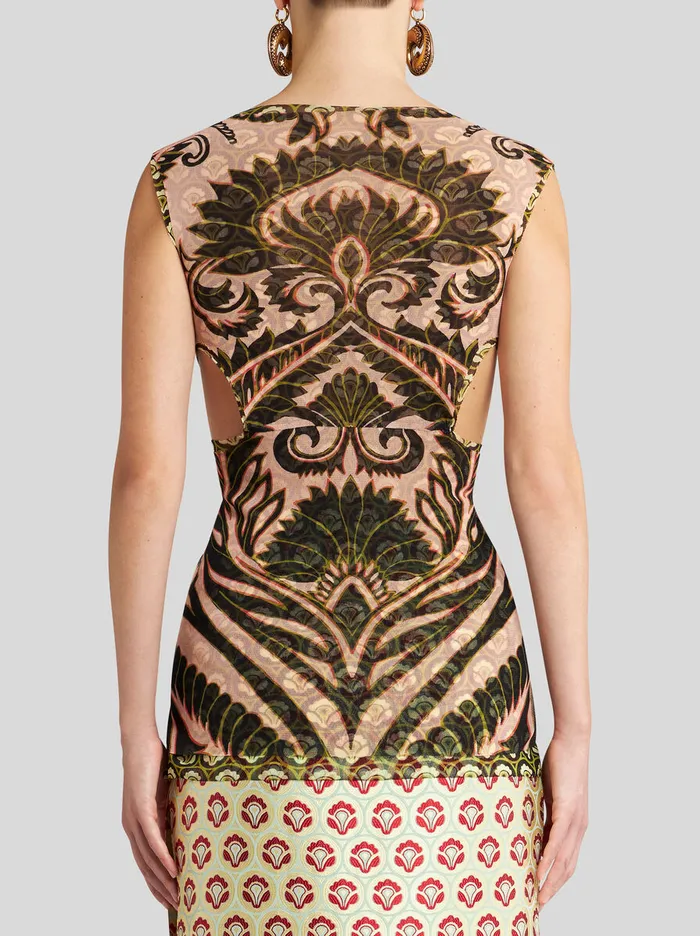 Women Etro Tops Printed Tulle Top Pink Women Etro Tops Printed Tulle Top Pink