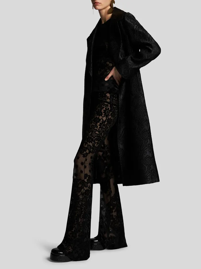 Women Etro Tops Tulle And Jacquard Velvet Top Black Women Etro Tops Tulle And Jacquard Velvet Top Black