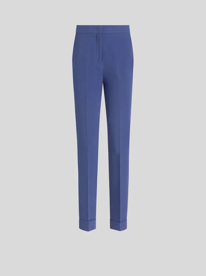 Women Etro Trousers Cady Cigarette Trousers Navy Blue