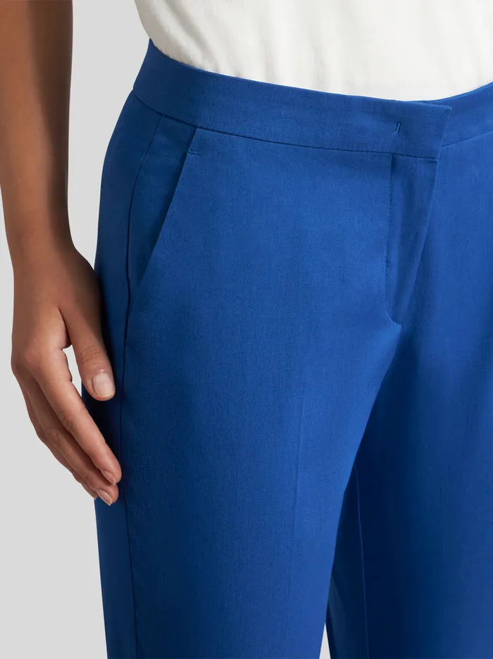 Women Etro Trousers Cropped Stretch Cotton Trousers Electric Blue Women Etro Trousers Cropped Stretch Cotton Trousers Electric Blue