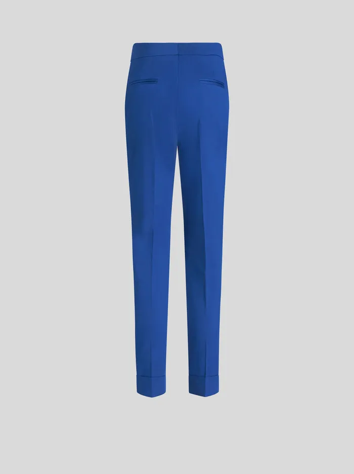 Women Etro Trousers Cropped Stretch Cotton Trousers Electric Blue Women Etro Trousers Cropped Stretch Cotton Trousers Electric Blue