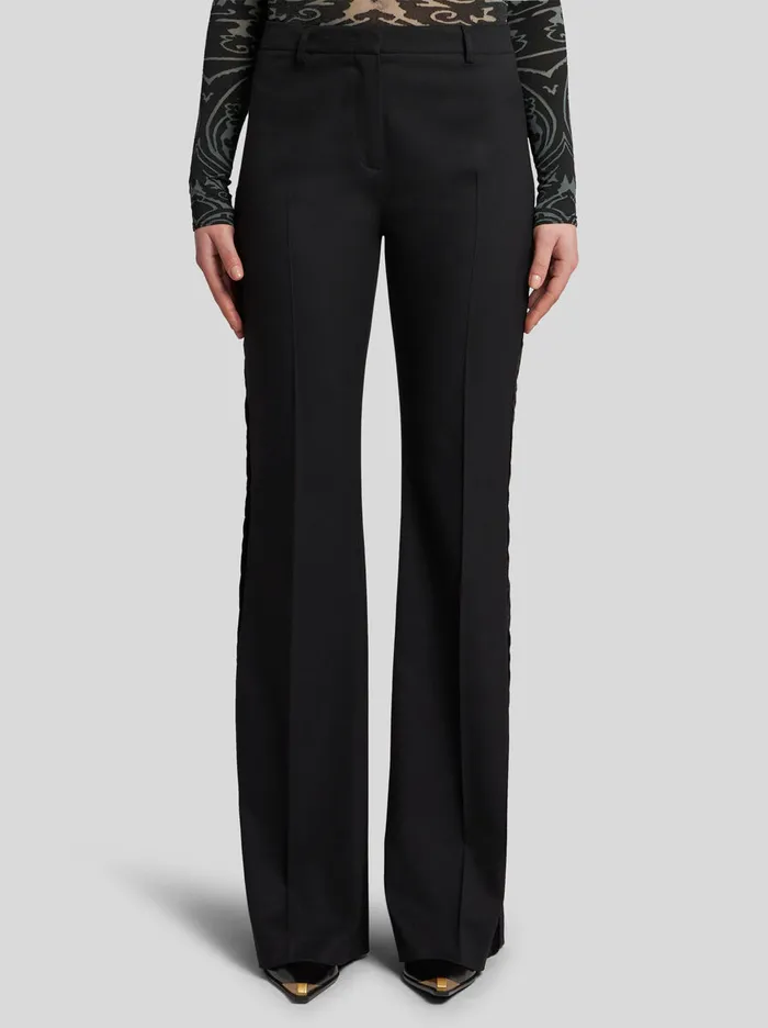 Women Etro Trousers Stretch Wool Trousers Black Women Etro Trousers Stretch Wool Trousers Black