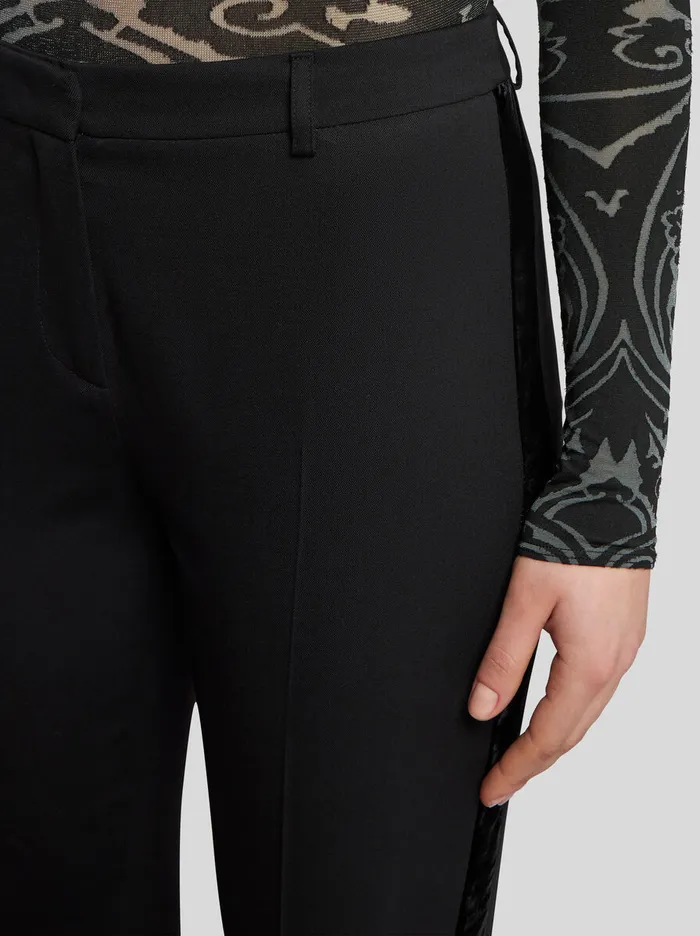Women Etro Trousers Stretch Wool Trousers Black Women Etro Trousers Stretch Wool Trousers Black